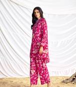 Pink cotton embroidered Co-ord set 