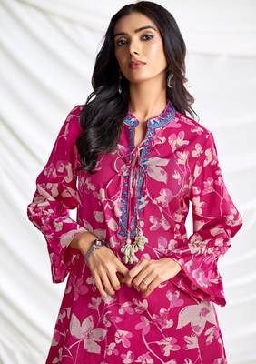 Pink cotton embroidered Co-ord set  3