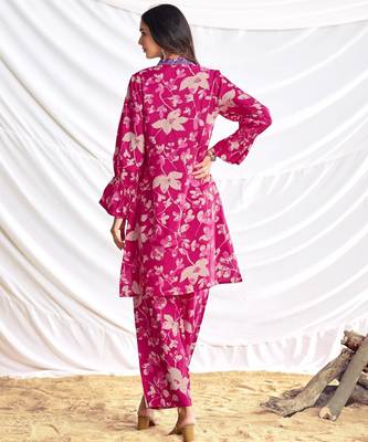 Pink cotton embroidered Co-ord set  5