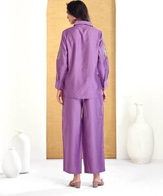 Purple silk embroidered Co-ord set  2