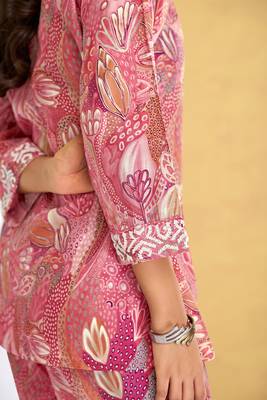 Orange chanderi silk embroidered Co-ord set  3