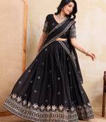 Catching black sequins embroidery work Star Georgette indian designer wedding lehenga Choli dress