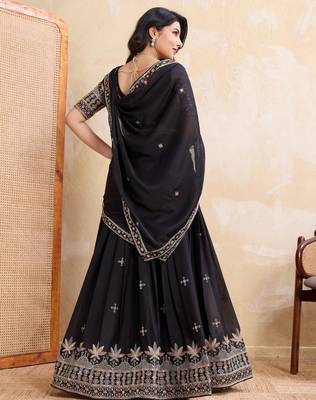 Catching black sequins embroidery work Star Georgette indian designer wedding lehenga Choli dress 4