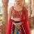 multicolor  Embroidered Georgette Lehenga set choli dupatta