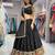 Black Embroidery sequins work Roman-Silk Indian wedding lehenga Choli
