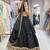 Black Embroidery sequins work Roman-Silk Indian wedding lehenga Choli