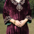 Wine velvet hand embroidered kurta set with dupatta
