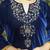 Blue velvet hand embroidered kurta set with dupatta