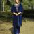 Blue velvet hand embroidered kurta set