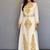Off white handcrafted zari work stitched georgette kaftan party dress