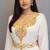 Off white handcrafted zari work stitched georgette kaftan party dress