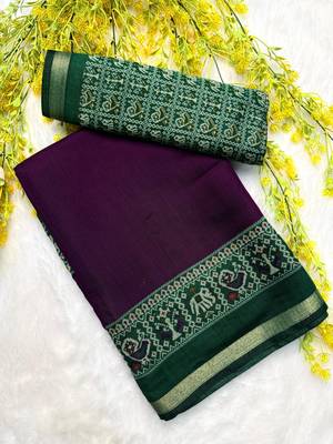 Purple print dola silk with pen kalamkari design saree work mill print saree with blouse 1