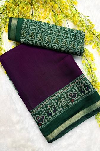Purple print dola silk with pen kalamkari design saree work mill print saree with blouse