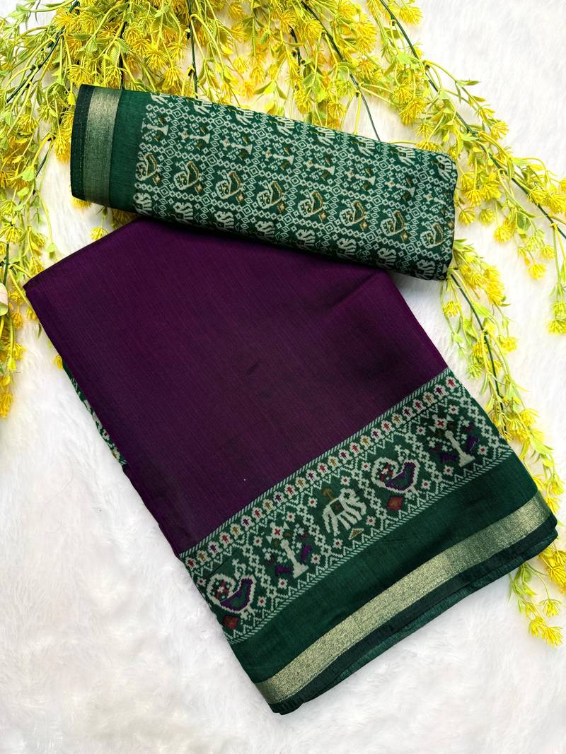 Purple print dola silk with pen kalamkari design saree work mill print saree with blouse