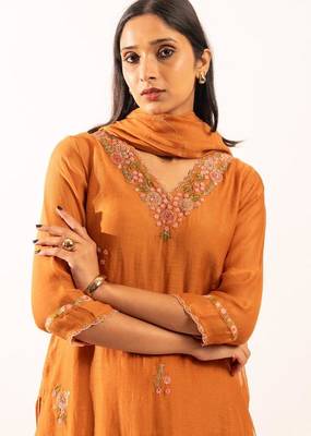 Rust orange rangoon bail suit set with duppata 2