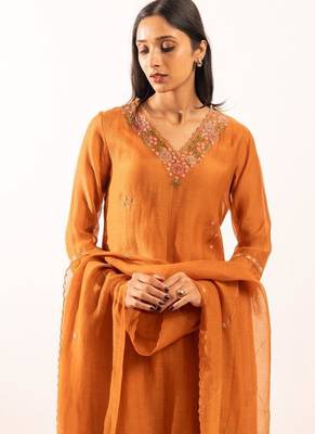 Rust orange rangoon bail suit set with duppata 3