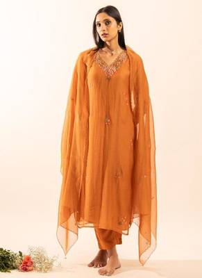 Rust orange rangoon bail suit set with duppata 4
