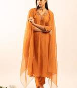 Rust orange rangoon bail suit set with duppata