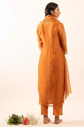 Rust orange rangoon bail suit set with duppata
