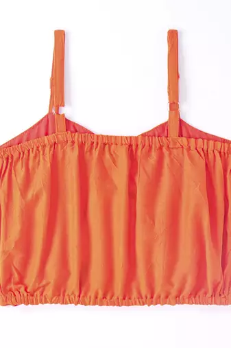 woven sleeveless placement embroidered top with printed sharara-orange & pink