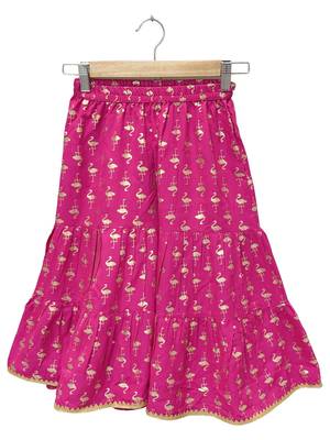 woven sleeveless placement embroidered top with printed sharara-orange & pink 4