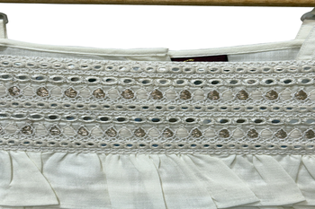 woven sleeveless embellished top with printed lehenga-white & pink 4