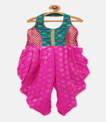 woven sleeveless embellished jumpsuit-pink& ramagreen