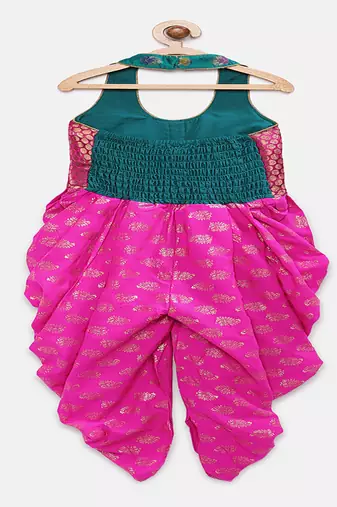 woven sleeveless embellished jumpsuit-pink& ramagreen