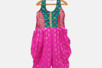 woven sleeveless embellished jumpsuit-pink& ramagreen 3