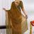 silk blend zari woven print ready to wear saree dark mustard