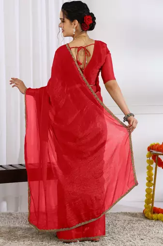 silk blend zari woven print ready to wear saree coffee brown