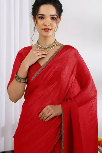 silk blend zari woven print ready to wear saree coffee brown