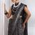 cotton blend geometric print ready to wear saree with pocket light grey
