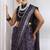 cotton blend geometric print ready to wear saree with pocket dark purple