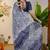 cotton blend batik block print ready to wear saree with pocket navy blue