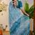 cotton blend batik block print ready to wear saree with pocket turquoise blue