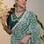cotton blend batik block print ready to wear saree with pocket green