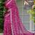 cotton blend floral block print ready to wear saree with pocket dark pink