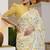 cotton blend floral print ready to wear saree with pocket off white