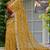 cotton blend floral block print ready to wear saree with pocket dark mustard