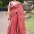 cotton blend floral block print ready to wear saree with pocket dusty red