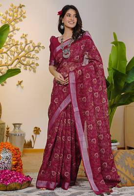 cotton blend shibori print ready to wear saree with pocket light blue 2