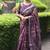 cotton blend floral print ready to wear saree with pocket dusty purple