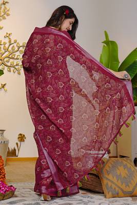 cotton blend shibori print ready to wear saree with pocket light blue 3