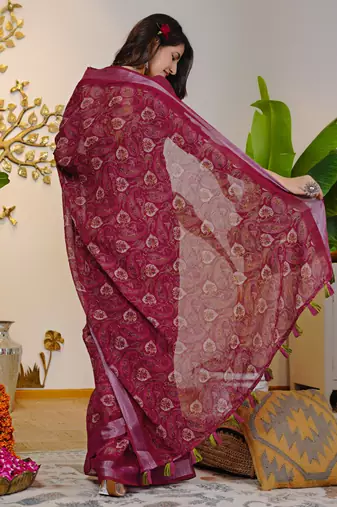 cotton blend shibori print ready to wear saree with pocket light blue