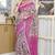 cotton blend floral kalamkari print ready to wear saree with pocket light pink
