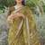 cotton blend ikkat patola print ready to wear saree with pocket dark mustard