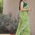 cotton blend shibori print ready to wear saree with pocket olive green