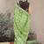 cotton blend shibori print ready to wear saree with pocket olive green