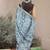 cotton blend shibori print ready to wear saree with pocket light blue